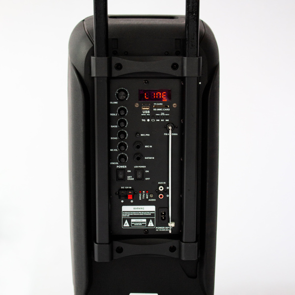 Портативная беспроводная bluetooth колонка  Eltronic DANCE BOX 200 арт. 20-07 с двумя беспроводными микрофонами и пультом дистанционного управления